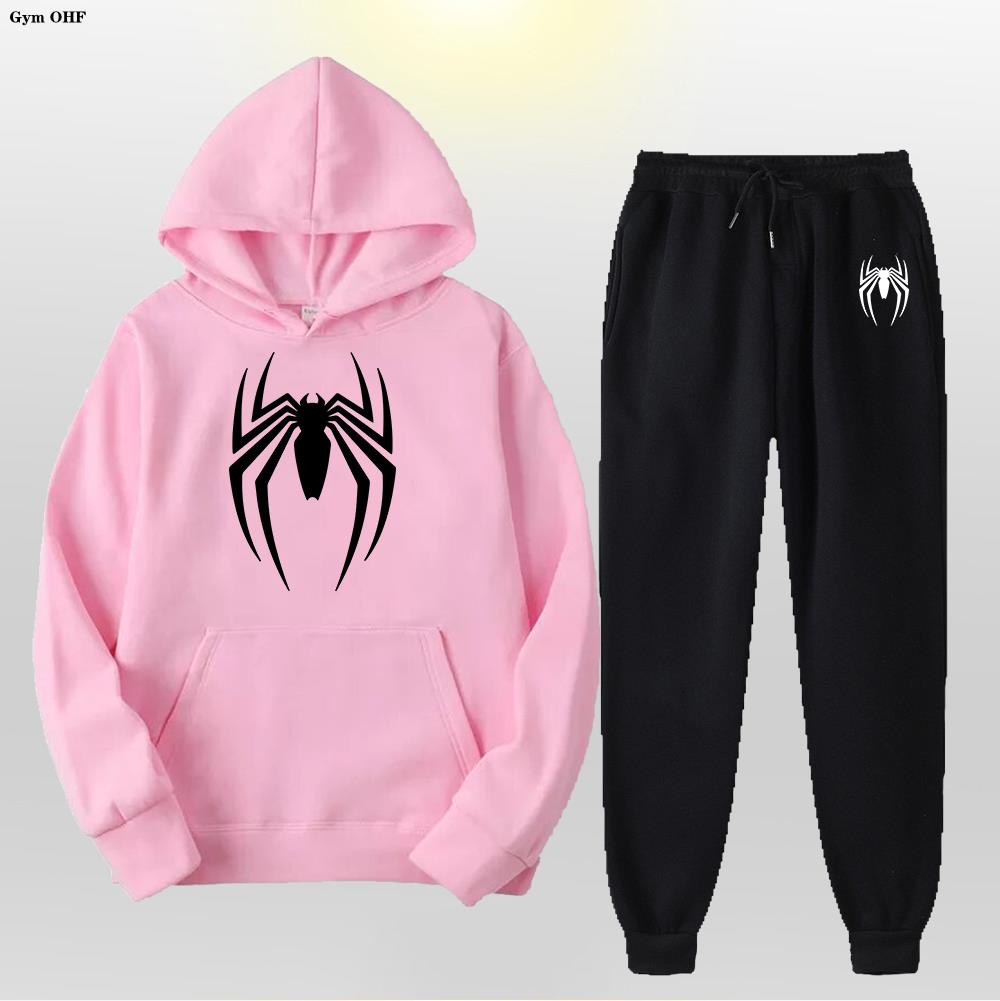 Women Men's Tracksuit Spider 2 Pieces Set Sweatshirt + Sweatpants Sportswear Hoody Casual Streetwear Men Clothing Hoodies Suit