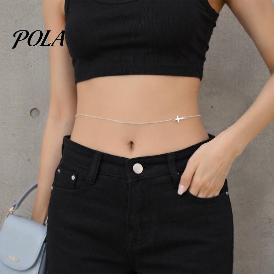 Duurzame Oefen Tailleketting Kruis Metalen Ketting, Eenvoudige Stijl Verstelbaar Lichtgewicht Gouden Lichaamssieraad, voor Vrouwen Strand Bikini's En Nachtclub Outfits
