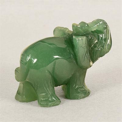 Statue d'éléphant en pierre de Jade verte Aventurine sculptée à la main, décor naturel