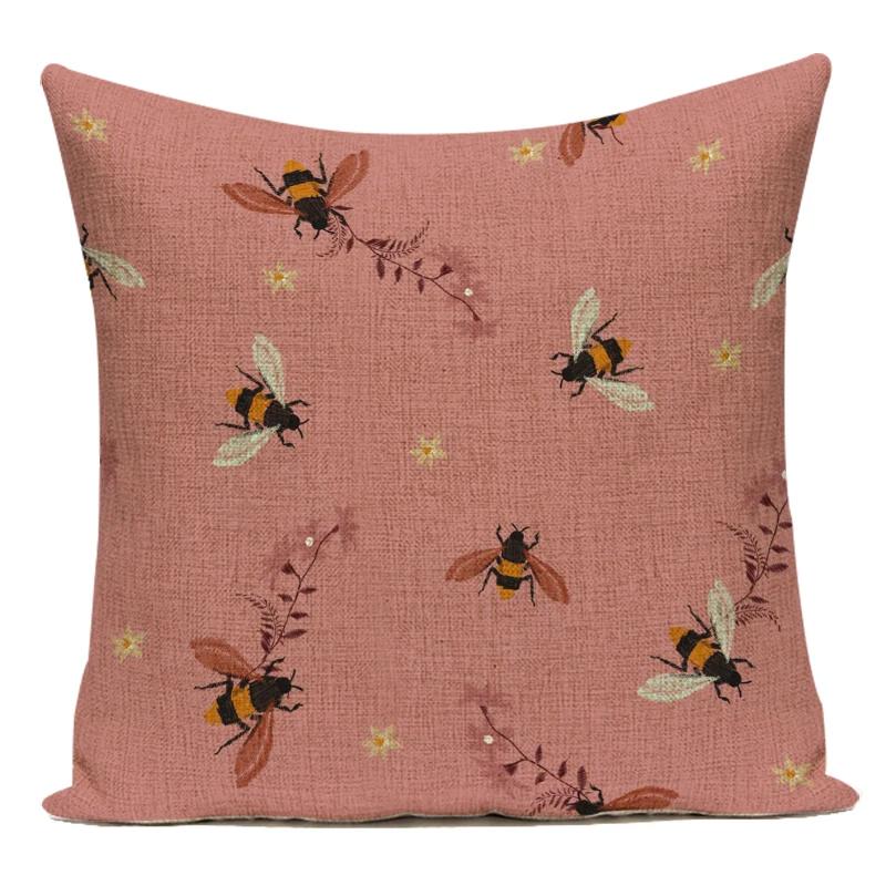 Vintage Floral Bee Decorative Cushion Covers Nordic Home Decor Sofa Chair Living Room Cushions Custom Throw Pillow Covers