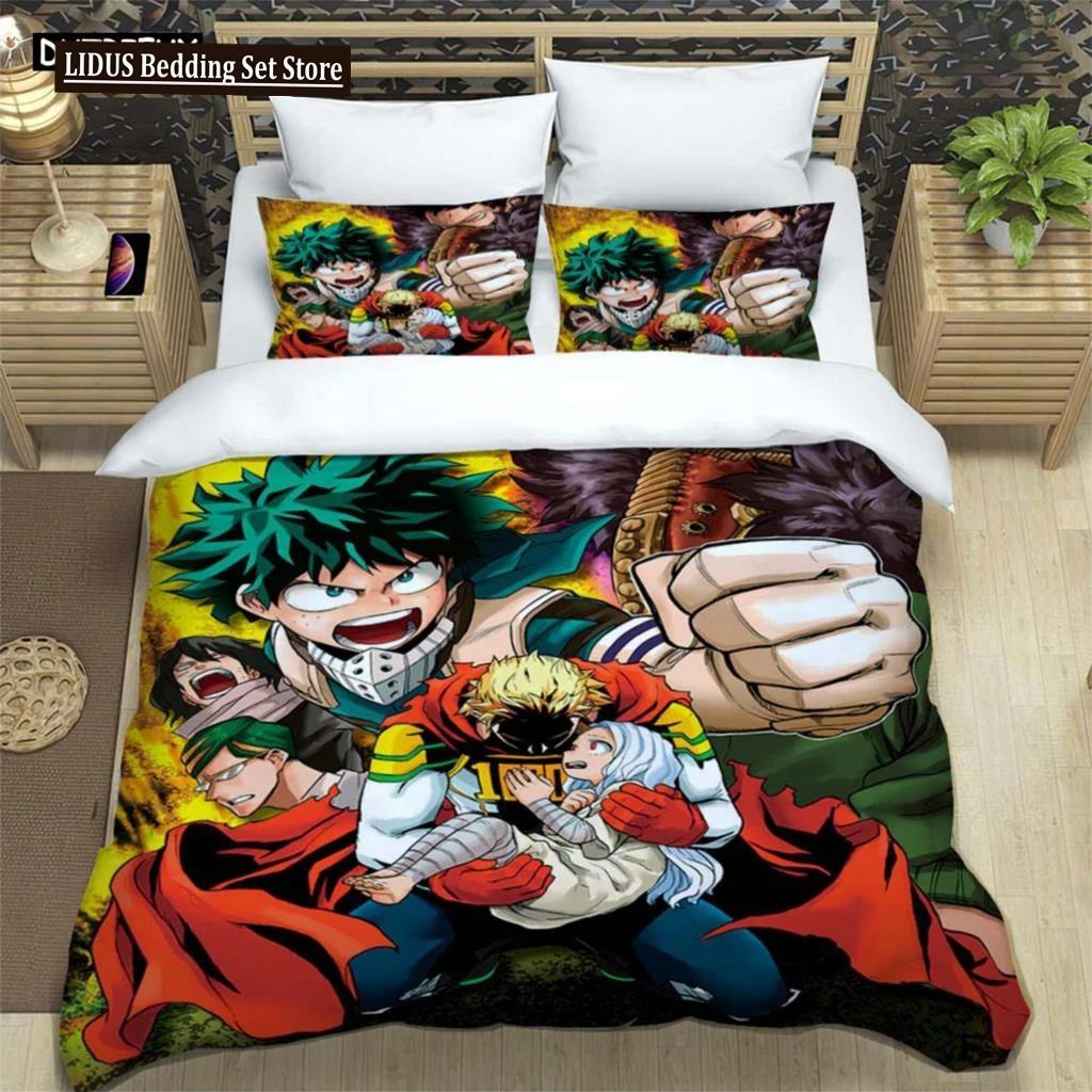 Hd Anime Mein Hero Science Cartoon 3D Printed Bedding Queen Bedding Set Customized King Size Bedding Set Polyester Quilt Cover