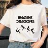 Koreansk 90-talls Burgundy Imagine Dragons T-skjorte Ny T-skjorte i animestil Kul kvinne T-skjorte Grafisk