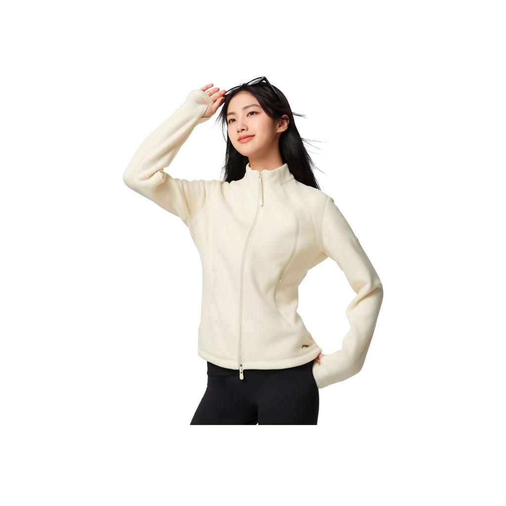 Li Ning Fitness Series Slim Fit Stand Collar Logo Embroidered Comfortable Versatile Jacket Women jackets AWDVC36-2