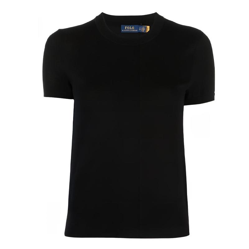 

Polo Ralph Lauren Однотонная классическая футболка с коротким рукавом и круглым вырезом Женские топы Черный 211784760-004 XS