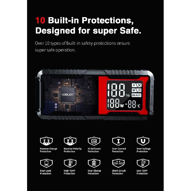GOOLOO 4000A 12V Charger External Battery Booster 24000mah Car Jump Starter Car Battery PD100W Fast Charging Portable Power Bank