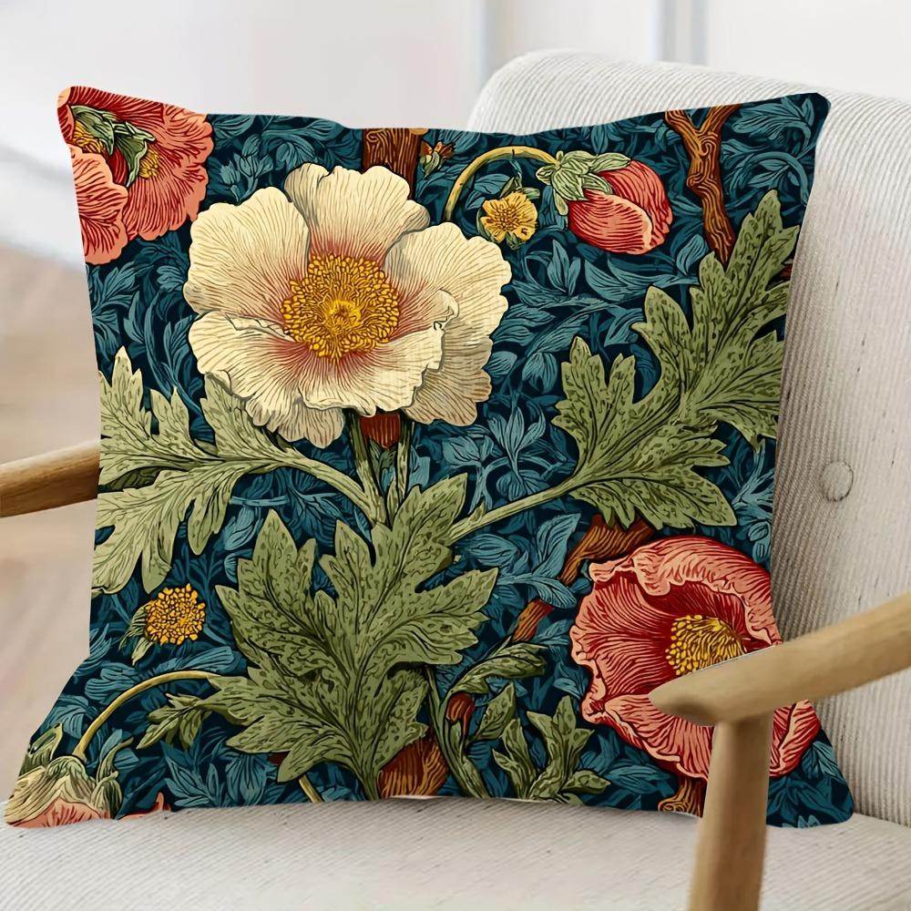 1 William Morris Floral Throw Pillow - Victorian Vintage Style Cushion Cover