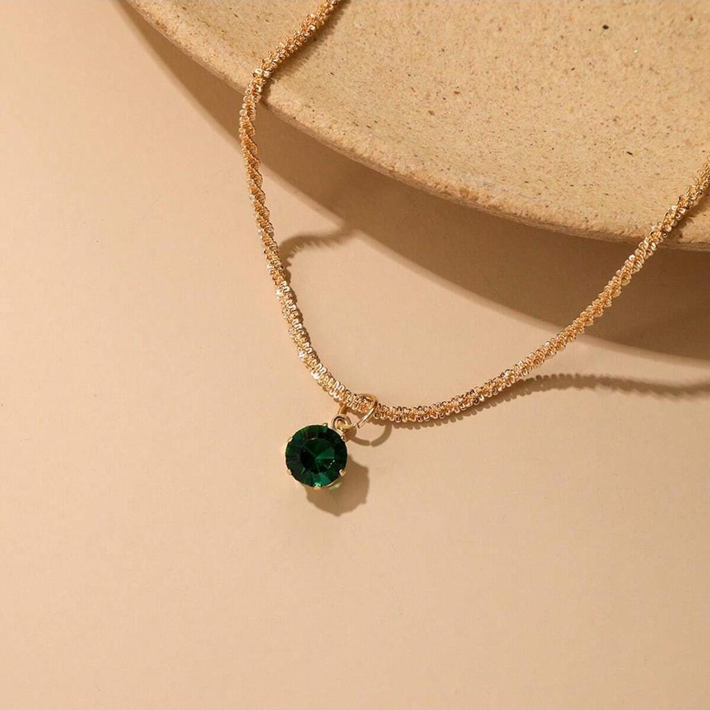 Silver Tennis Chain Choker Necklace with Round CZ Pendant Sparkling Jewelry for Women