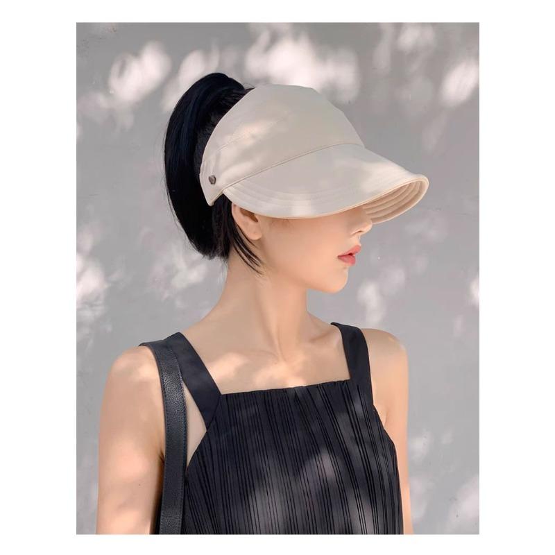 Summer Quick Drying Ponytail Big Hat With An Empty Brim, Women'S Outdoor Sun Protection Hat With Adjustable Duckbill Cap