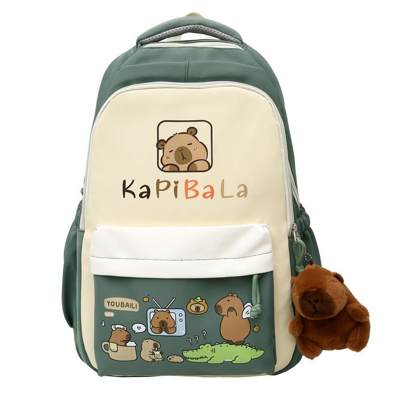 Capybara Large Capacity Nylon Backpack For Students And Daily Use