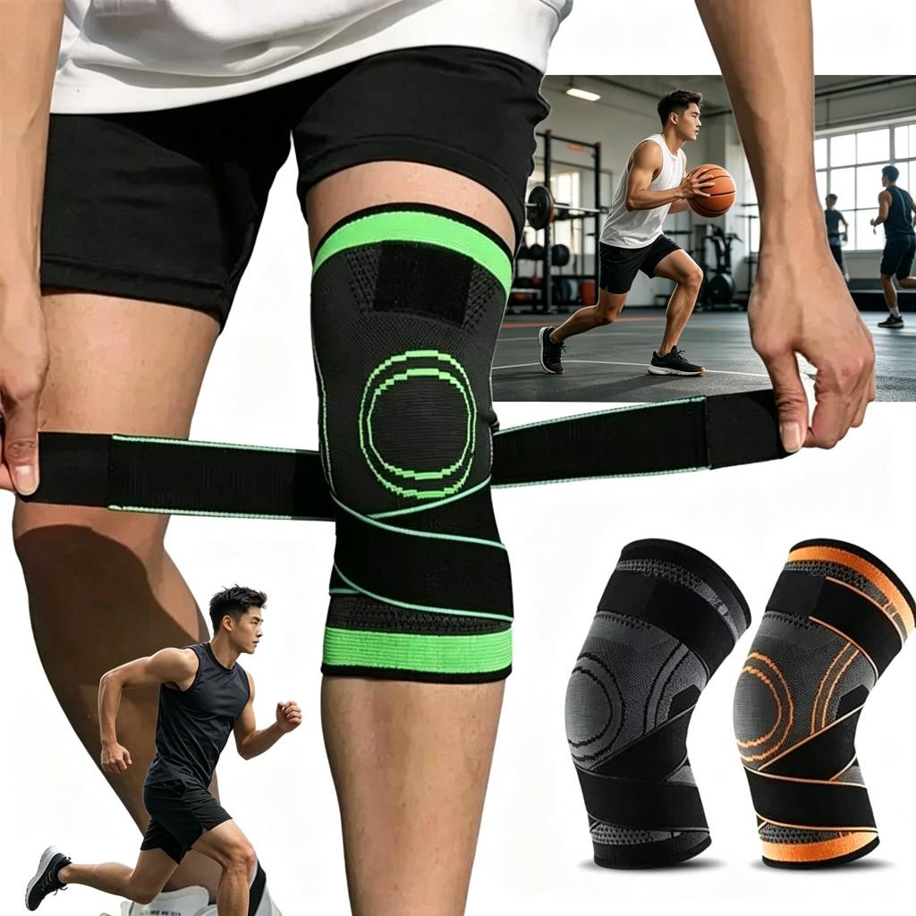 1pcs Knee Compressions Sleeve with Adjustable Straps for Running Working Out and Sports Wearing All Day