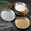 Pack Of 3 Rustproof Metal Snacks Plate Snacks Serving Dishes Stainless Steel Tray with Handle for Gatherings Event