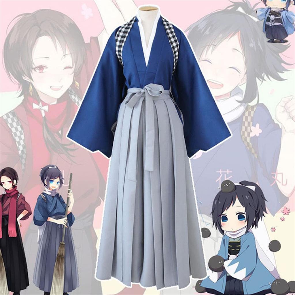 LanBuff Unisex Samurai Costume, Horseback Riding Hakama, Japanese Dance, Kimono, Cosplay Costume, Kendo, Kyudo, Iaido, Practice Wear, Top and Bottom S