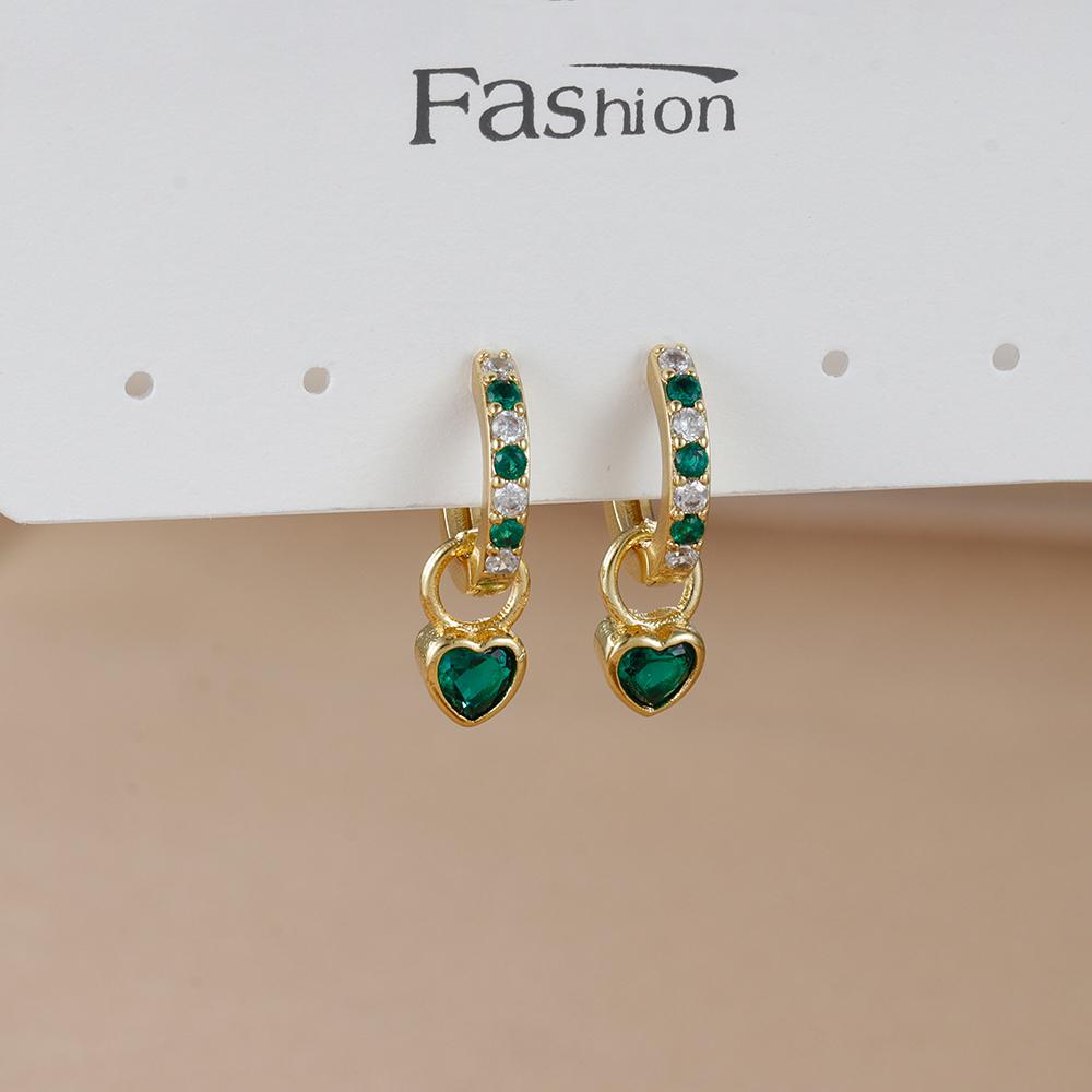 Fashion Stainless Steel Cubic Zircon Heart Dangle Earrings for Women Geometric Circle U-shaped Earrings Ear Piercing Jewelry