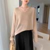Mulberry Silk V-neck Sweater: Soft, Lightweight Velvet Knit, Women's Loose Fit for Autumn/Winter.