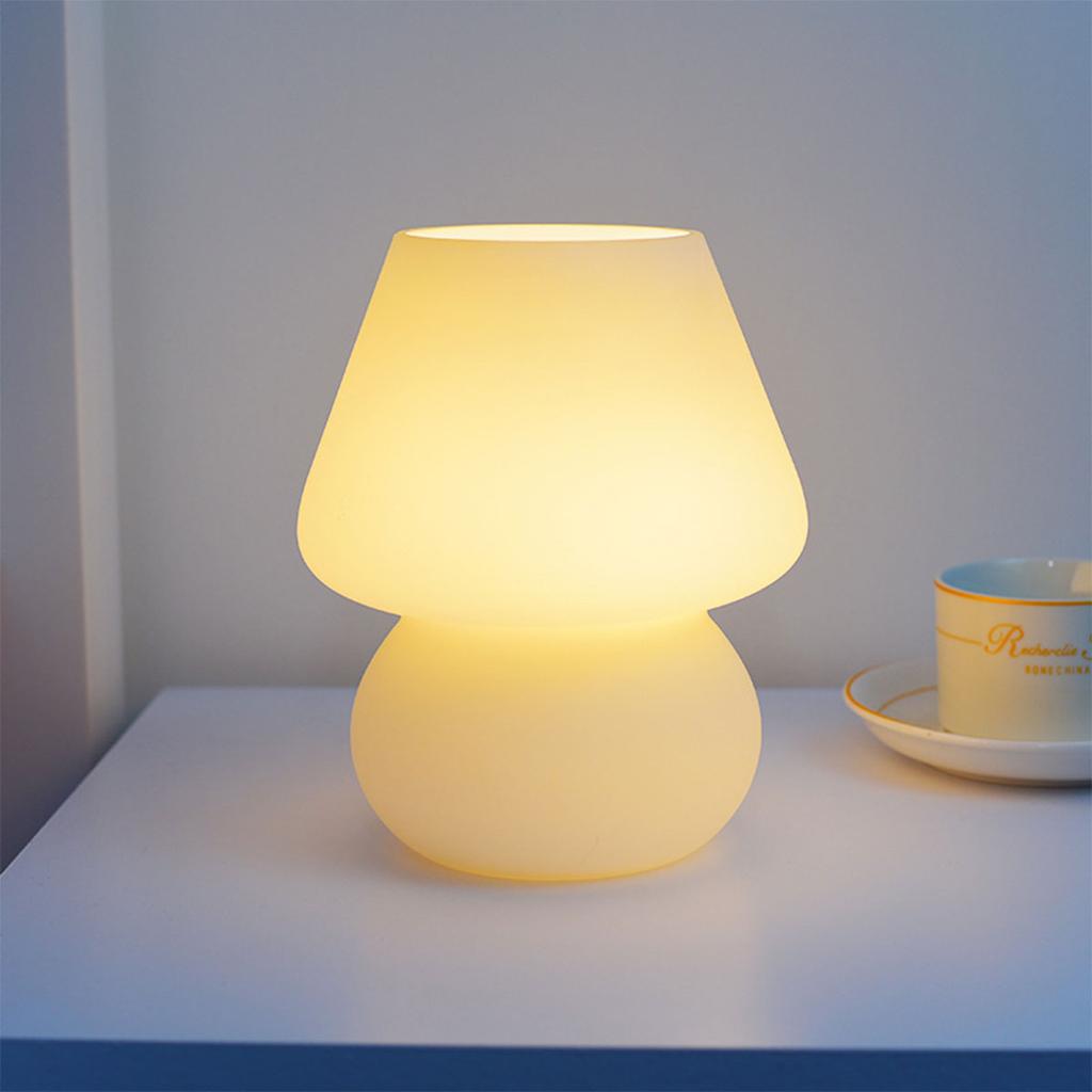 Mushroom LED Bedside Night Lamps Ins Style Striped Mushroom Lamp Murano Glass Desk Lamp Nightlight for Baby Bedroom Decoration