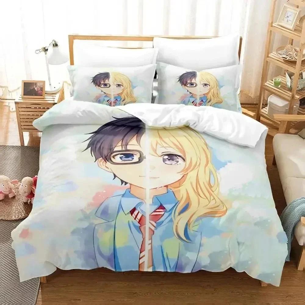 Luxury New 3D Print Anime Your Lie in April Bedding Set Boys Girls Twin Queen Duvet Cover  Kids Adult Fashion Home Textileextile