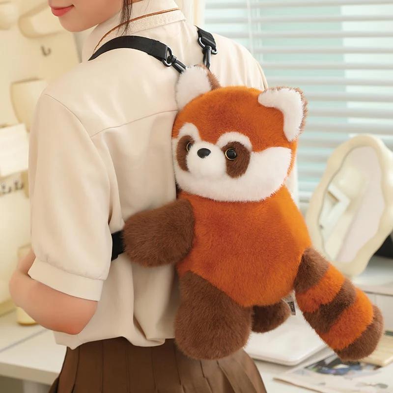 MyRytanda Panda Backpacks Cute Cartoon Animals Shoulder Bags Stuffed Red Panda Phone Bags Children School Bags Birthday Gifts