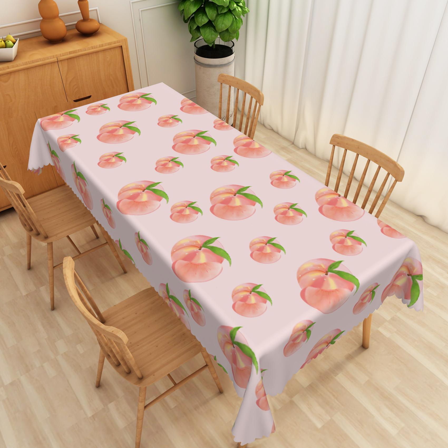 Nappe Imprimée Fruits Motif Pastèque Fraise Pêche Imperméable Résistante à l'Huile Décoration de Table Mariage Anniversaire Maison Cuisine 90x140cm