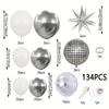 134Pcs Silvery White Balloon Set Explosion Star Disco Aluminum Foil Arch For Birthday Party Party Wedding Decoration