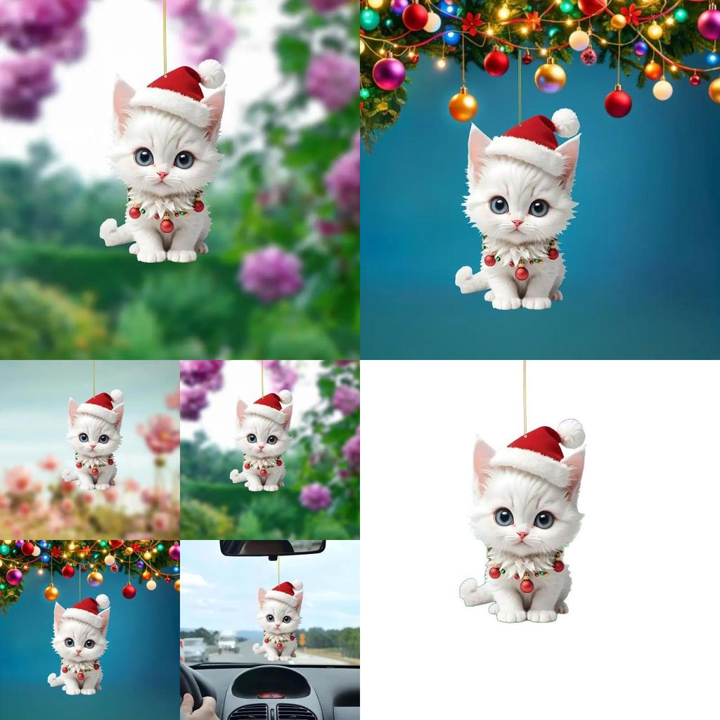 Car Interior Decor Acrylic Cartoon Cat Ornament For Festive Vehicle Styling