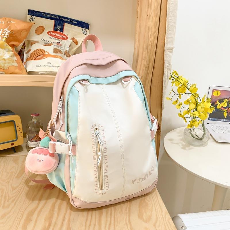 Mori girl heart junior high school student schoolbag female new Korean version ins sweet contrasting color high school student simple backpack