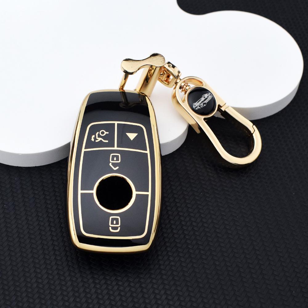 4 Buttons TPU Car Key Case Cover For Mercedes Benz E Class GLC CLE CLA GLB GLS W177 W205 W213 W222 X167 AMG E200 E260 Key Ring