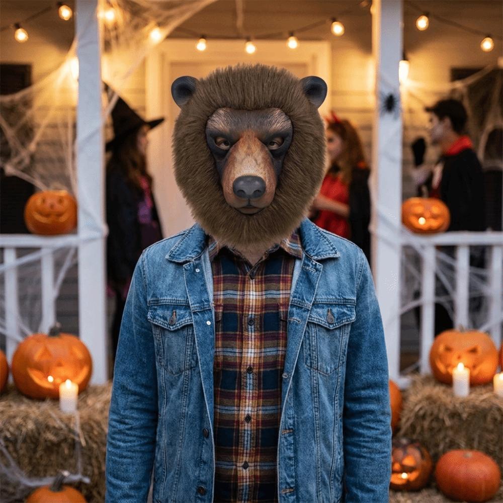 Realistic Animal Face Mask Funny Bear Mask Headdress Sheep Mask Stage Play