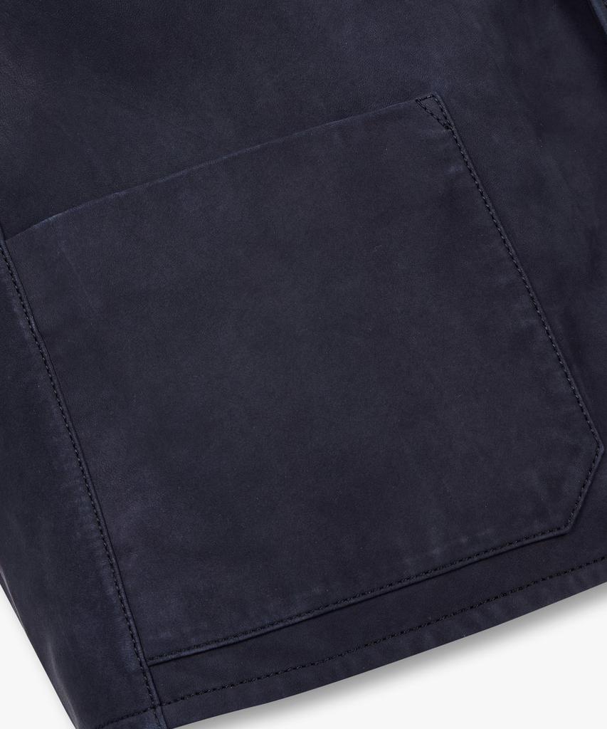 Man On The Boon Collared Button-Up Leather Jacket_Navy 4715110005