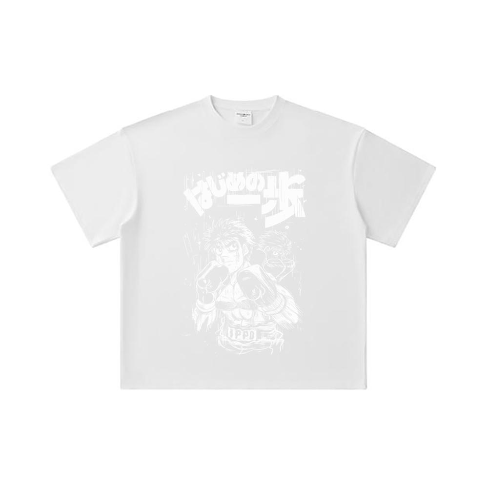 260 GSM Double Yarn 32 Count 100% Cotton Hajime No Ippo V4 Ippo Print Unisex Heavy Cotton T Shirt