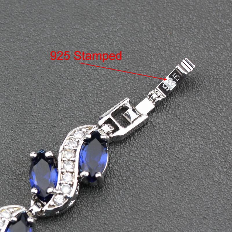 Mark Classic Link Bracelet Bangle Health Fashion Blue Stone Jewelry For Women Wedding-Prom Gift