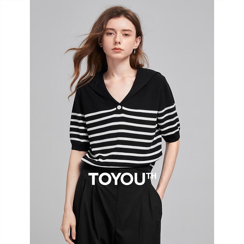 Women's Striped Sailor Collar Knit Top