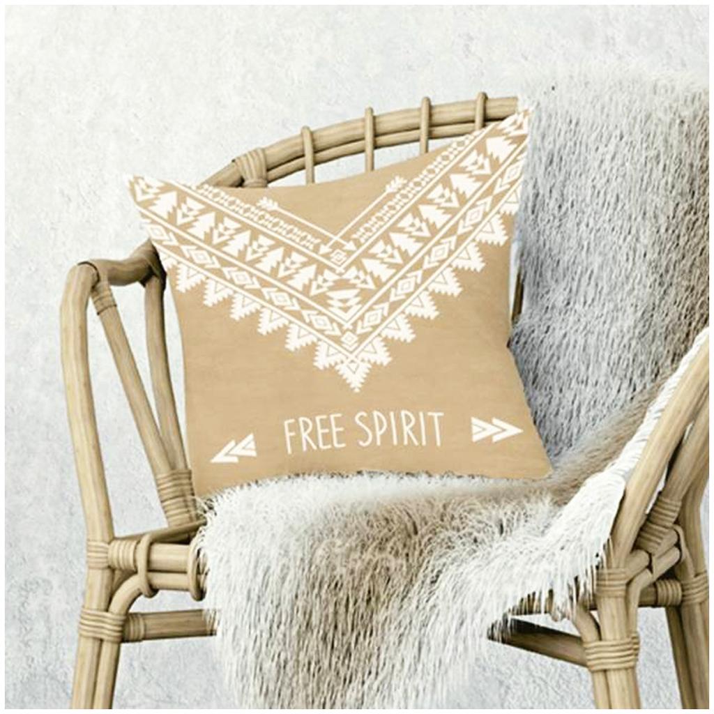 Les Trésors De Lily [Q4333] - Cotton Cushion Cover 'Boho' Taupe (free Spirit) - 40x40 Cm