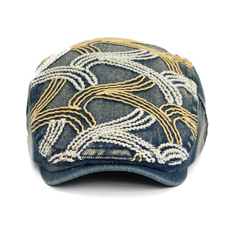 Beret Women's British Vintage Peaked Cap Men Denim Hat