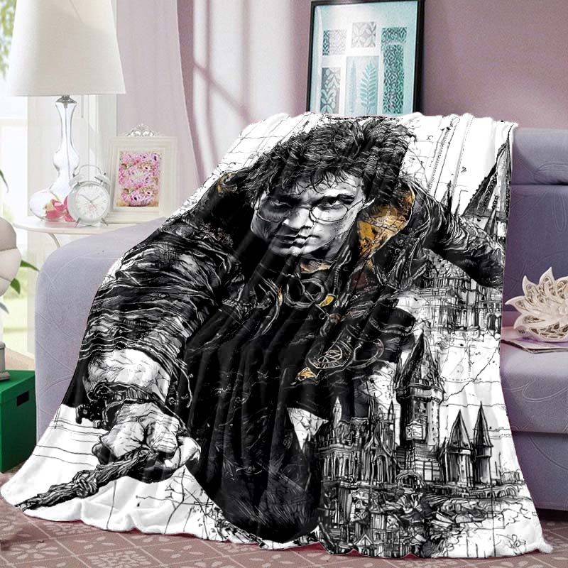 

Harry Potter Print Blanket Warm Comfortable Flannel Blanket for Bedrooms, Sofas, Beds, Chairs, Picnics, Travel -LXR31 75x90cm