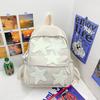 Large Color Solid Capacity Backpack With Star Decoration For Commute Daily