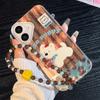 Bracelet Chain Painted Phone Case For iPhone 16 11 12 13 14 for 12 14 16 Pro 14 16 Pro Max Cute Pattern Hard Cover With Lanyard