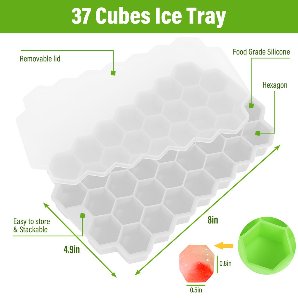 37 Cavity Honeycomb Ice Cube Trays Reusable Silicone Ice Cube Mold Bpa Free Ice Maker With Removable Lids Creative 13 Cavity