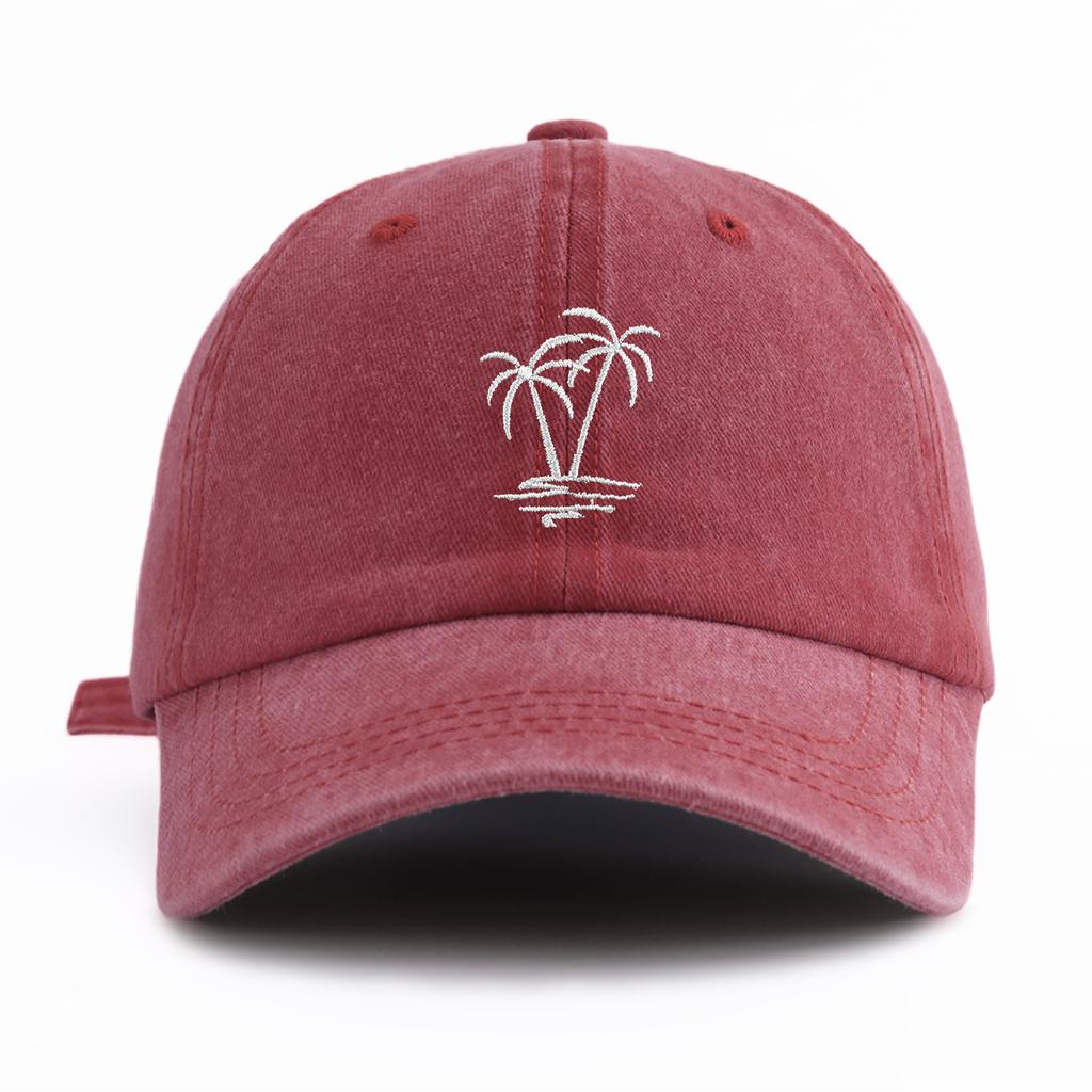 1pc Coconuttree Embroidery Washed Baseball Cap For Adults,Minimalist Retro Style Casual Soft Adjustable Dad Hat, Perfect As Gift