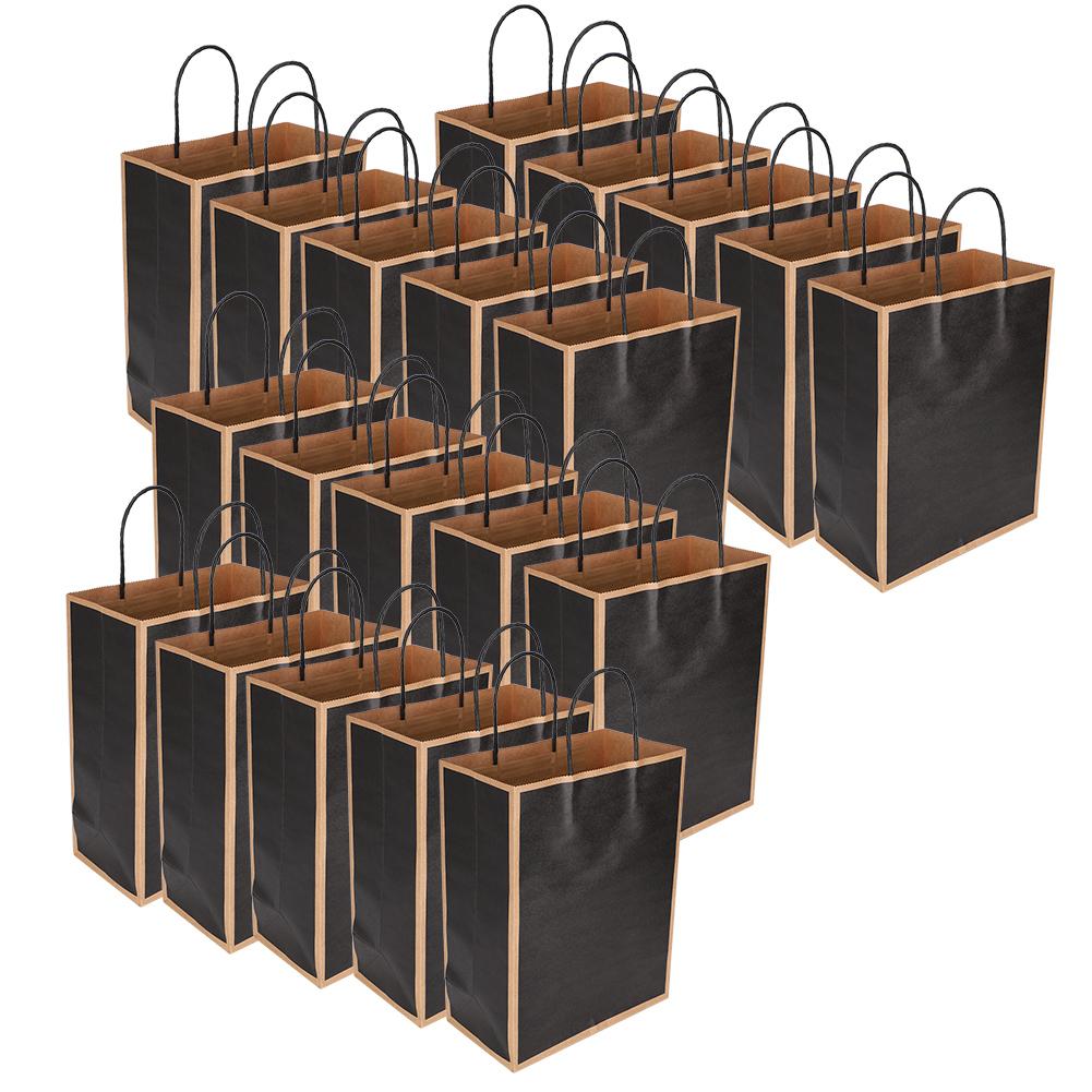 20 szt. Papierowa torba Kraft Wielokrotnego użytku Ekologiczna torba na ubrania prezenty 21 x 11 x 27,5 cm(Ciemny czarny )