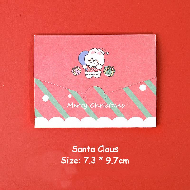 6pcs Merry Christmas Cards Cartoon Holiday Greeting Cards Envelope Wishing Blessing Gift Xmas Message Card