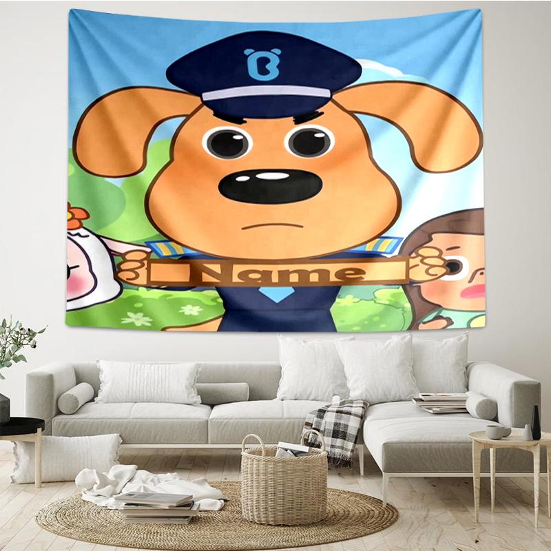 Custom Name Sheriff Labrador Print Tapestry, Backdrop, Easy Setup, Ideal for Bedroom, Office & Living Room, with Aesthetic Wall Hanging Decor.