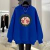 Off-white Sweater Women's Loose and Thin Spring, Autumn and Winter New Cute Cartoon Foreign Style Velvet Medium and Long Top