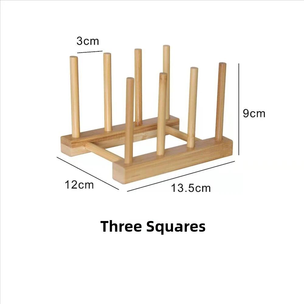 Kitchen Multi-Functional Plate Storage Rack Holder Household Kitchen Bamboo Wood Display Display Rack Dish Plate Draining Rack