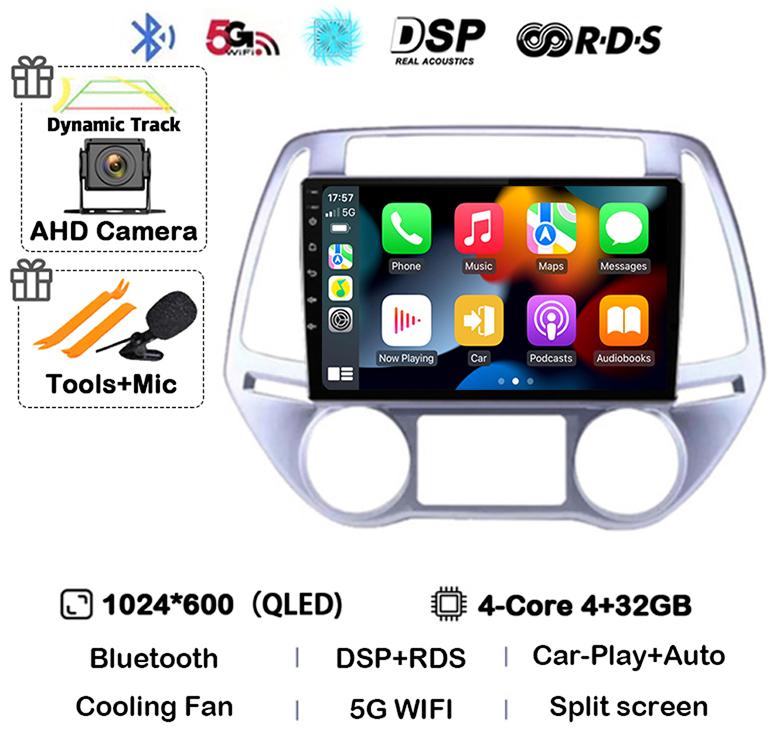 Android 14 Carplay Auto WIFI+4G Car Radio For Hyundai I20 2008 - 2014 Stereo GPS Multimedia Video Player 2 Din DVD 360 Camera BT