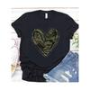 Women's  Cotton Black T - Shirt: Camo Heart Fashion Design Comfortable Fit Top, Breathable Fabric, Spring and Summer Clothing