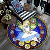 1pc Alice in Wonderland Round Area Rug,Non Slip,Machine Washable Polyester Carpet for Living Room,Bedroom Decor