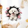 Adhesive Toilet Sticker 3D Wall Decal Waterproof Dog Floral Design No Glue Residue