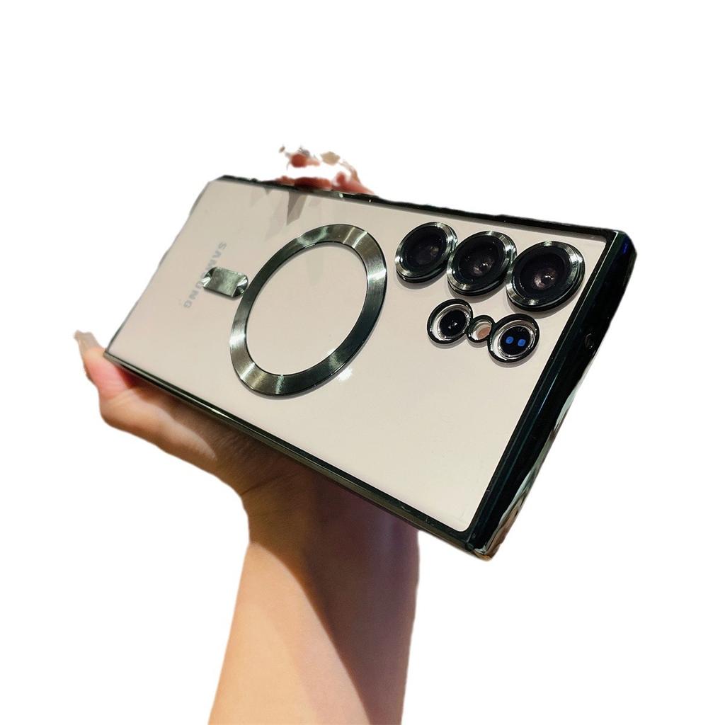 Suitable for Samsung S25 Electroplated Magnetic S24ultra Mobile Phone Case A54 Silicone Soft S23u Transparent Full Package