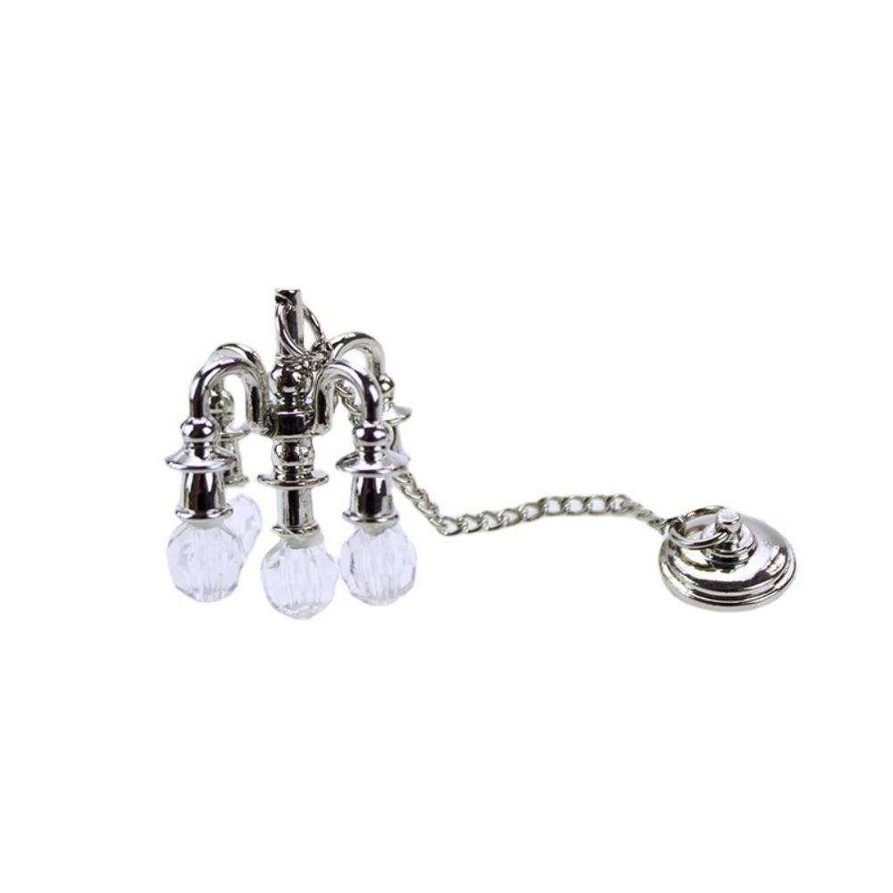 Gold/silver Miniature Vintage Chandelier Playing Scene Crystal Light Model  Doll House Accessories