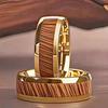 Men's Fashion Titanium Steel Ring with 8mm Acacia Pattern Inlay Wood Grain Design